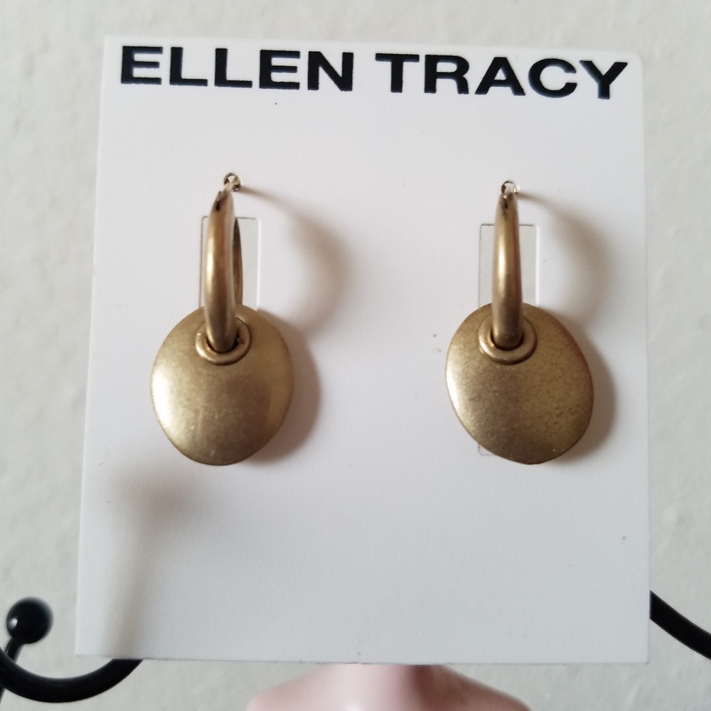 Ellen Tracy Sterling Silver Gold Tone Earrings